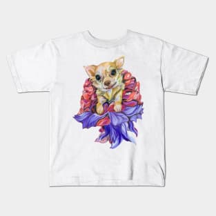 Chihuahua in the Dress Made of Flowers Kids T-Shirt